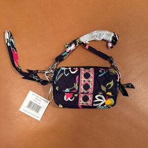 Vera Bradley Navy Quilted Floral Crossbody Wristlet